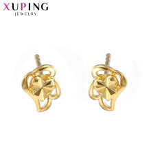 96048 xuping joyería 24k chapado en oro artificial flor joyería pendiente del perno prisionero